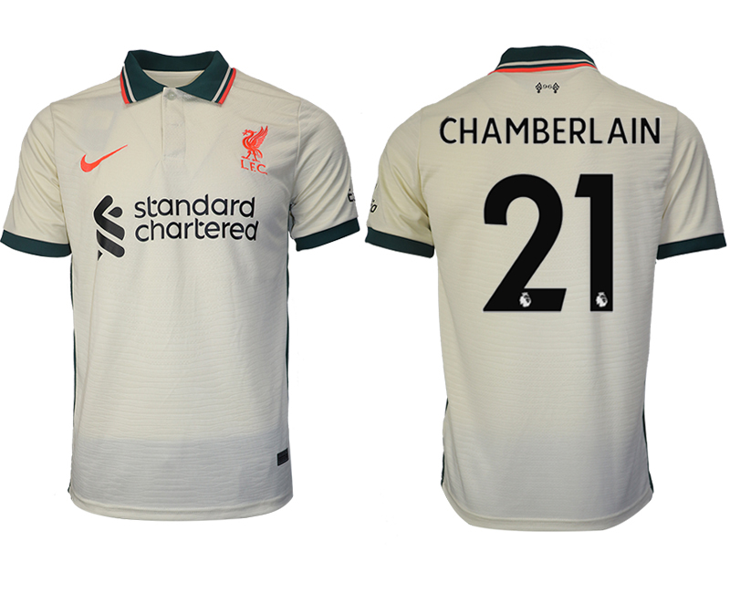 Men 2021-2022 Club Liverpool away aaa version cream #21 Soccer Jersey->liverpool jersey->Soccer Club Jersey